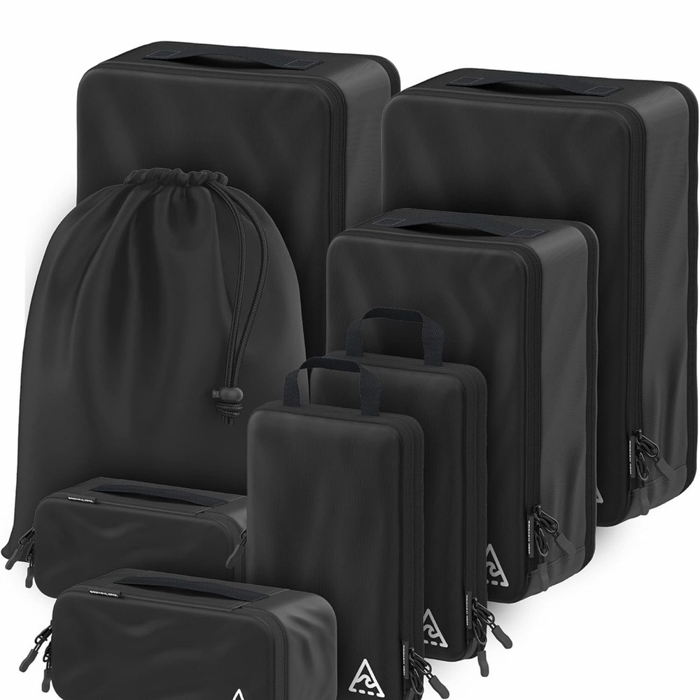 Well Traveled Black Compression Packing Cubes - 8 piece